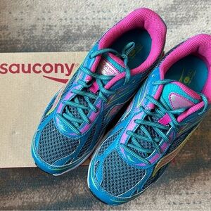 Saucony Girls Ride 8 Women's Vibrant Blue and Pink Athletic Shoes